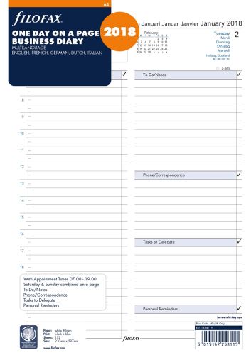 Filofax náplň do diáře formát A4 kalendář 2014 business 5 jazyků