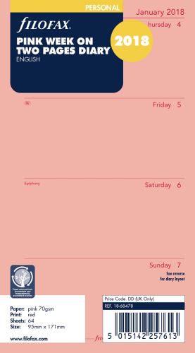 Filofax kalendář A6 2017 týden na dvě strany anglický růžový 