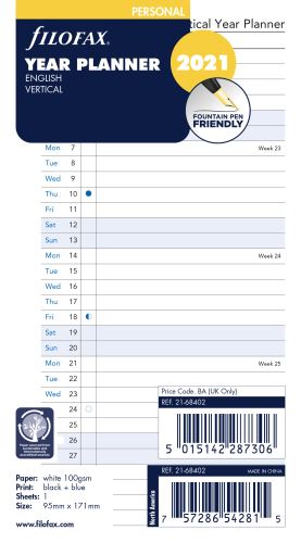 Filofax plánovací kalendář A6 2020 vertikální anglický