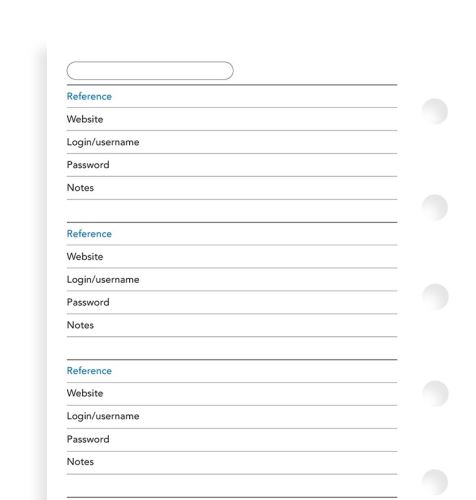 Filofax seznam hesel A7  