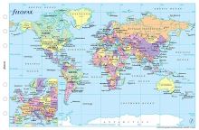 Filofax mapa světa politická + časová pásma A6