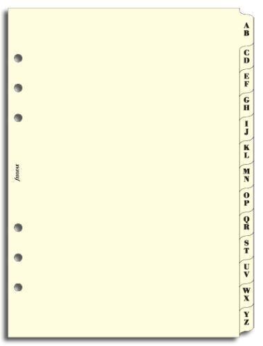 Filofax náplň do diáře formát A5 krajové výřezy A-Z krémové