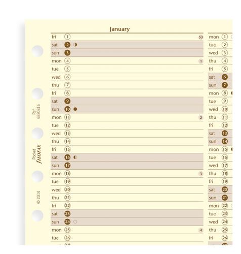 Filofax plánovací kalendář A7 2020 vertikální krémový 
