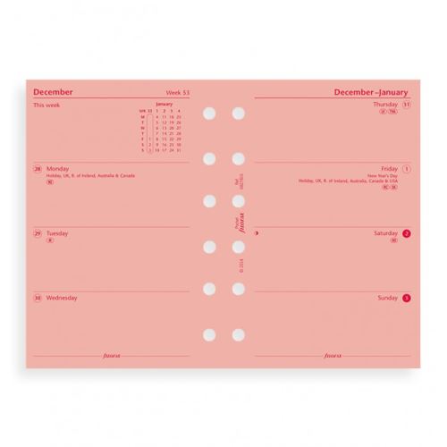 Filofax kalendář A7 2017 týden na dvě strany anglický růžový 